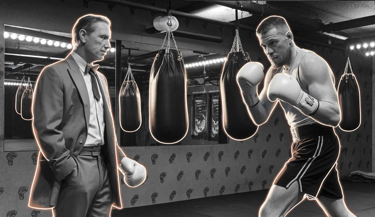 Conor Benn et Eddie Hearn en pleine conversation dans un gymnase de boxe