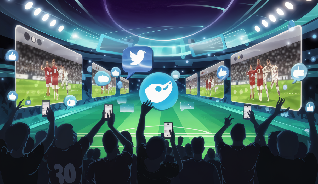 Illustration représentant l'influence des réseaux sociaux sur l'engagement des fans de football