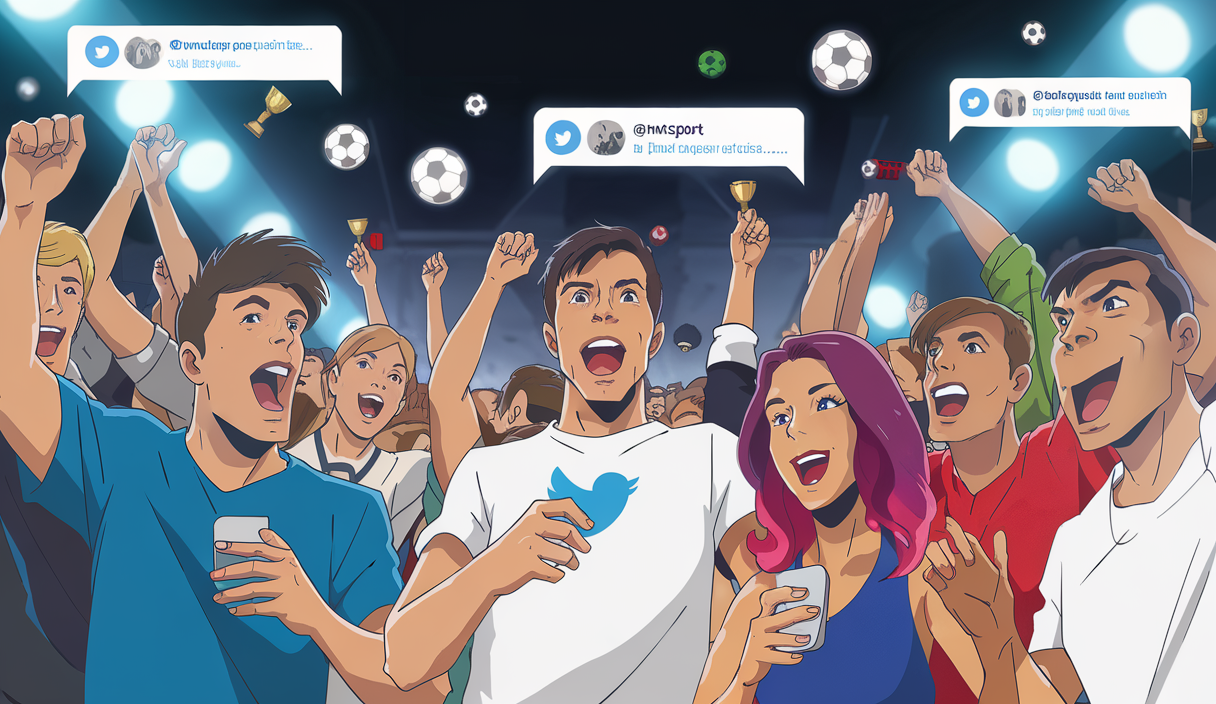 Des supporters passionnés interagissant sur Twitter lors d'événements sportifs