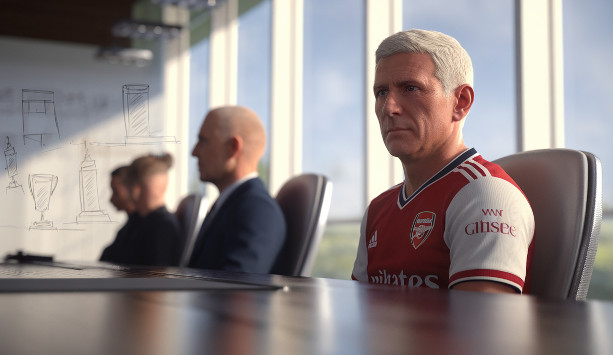 Thomas Partey en négociation de contrat avec Arsenal, illustration stylisée
