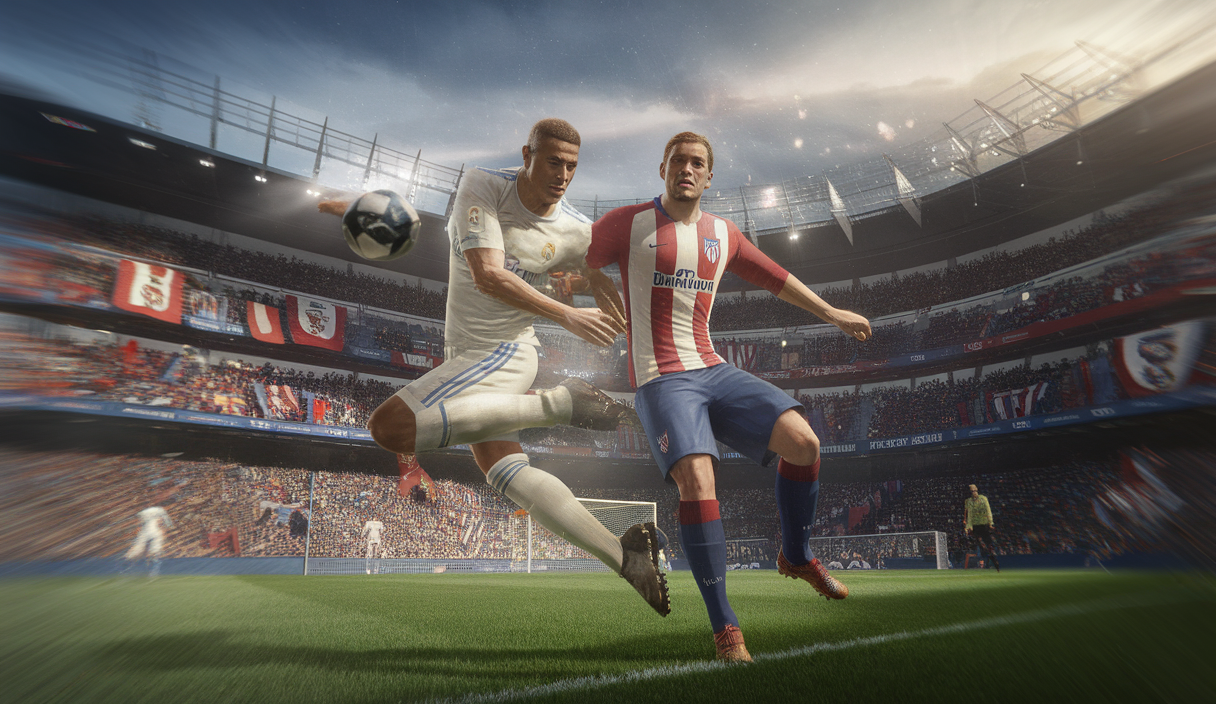 Représentation visuelle de la rivalité intense entre le Real Madrid et l'Atletico Madrid dans le football espagnol