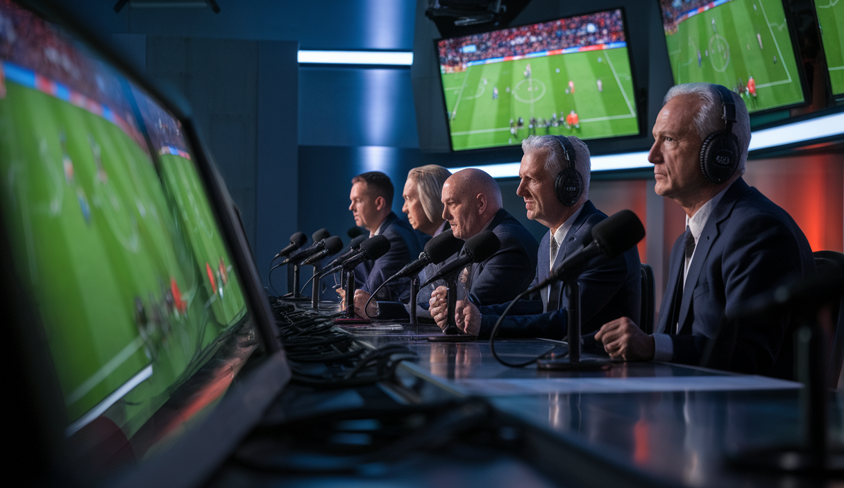 Illustration émotionnelle de commentateurs sportifs de football