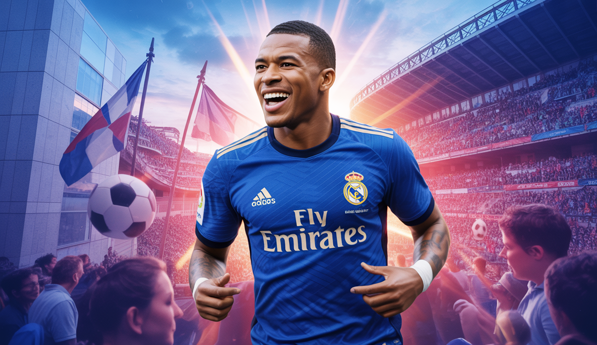 Kylian Mbappé en pleine action, célébrant un but avec intensité et détermination.