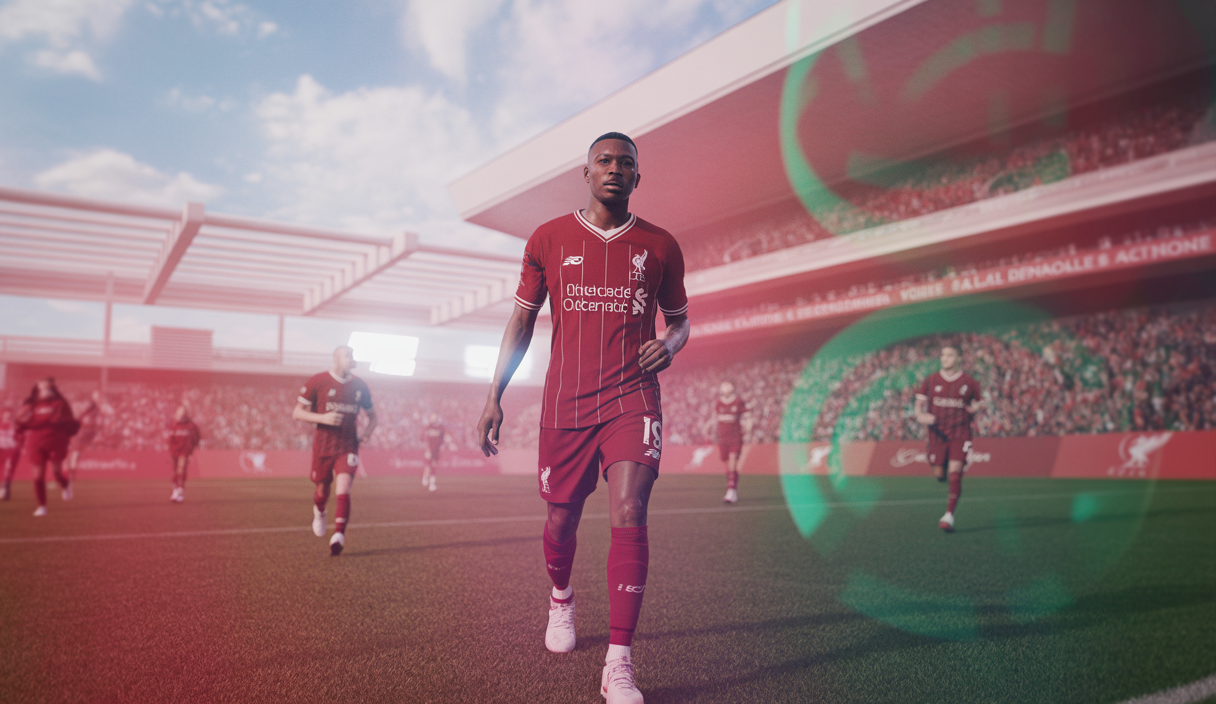 Image représentant Jeremie Frimpong avec le maillot de Liverpool.