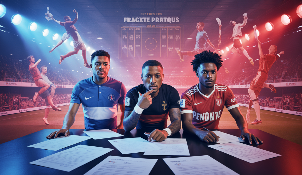 Illustration dynamique des transferts de football 2025, avec PSG, Monaco et Lens