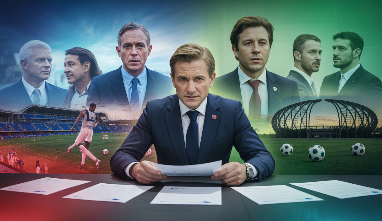 Une scène dynamique du mercato estival 2025 avec clubs européens en négociations.