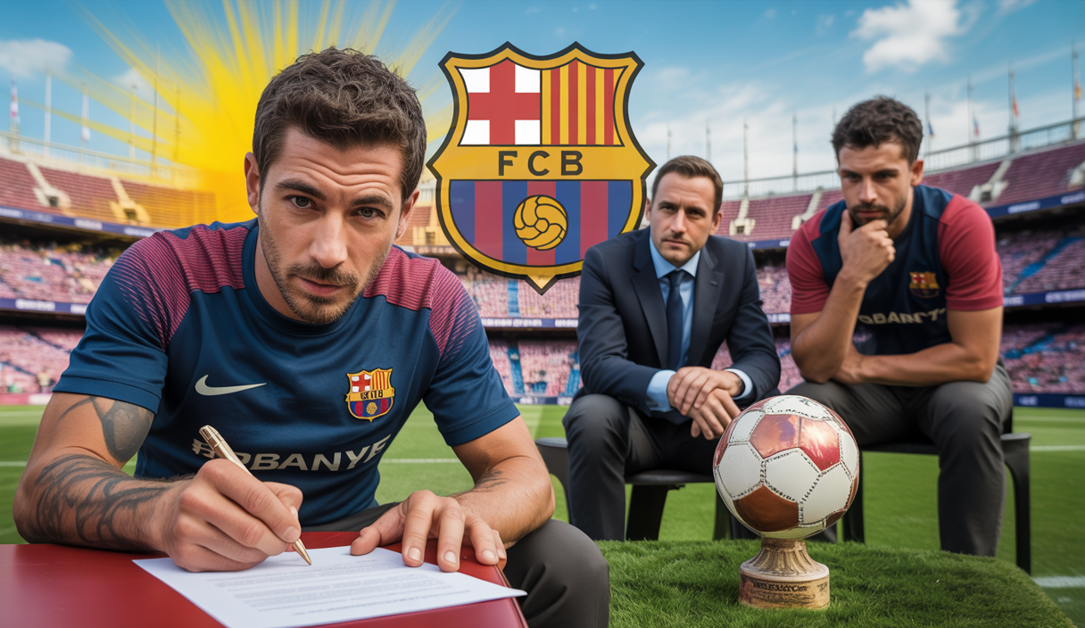 Illustration dynamique du mercato footballistique européen avec des joueurs et logos de clubs.