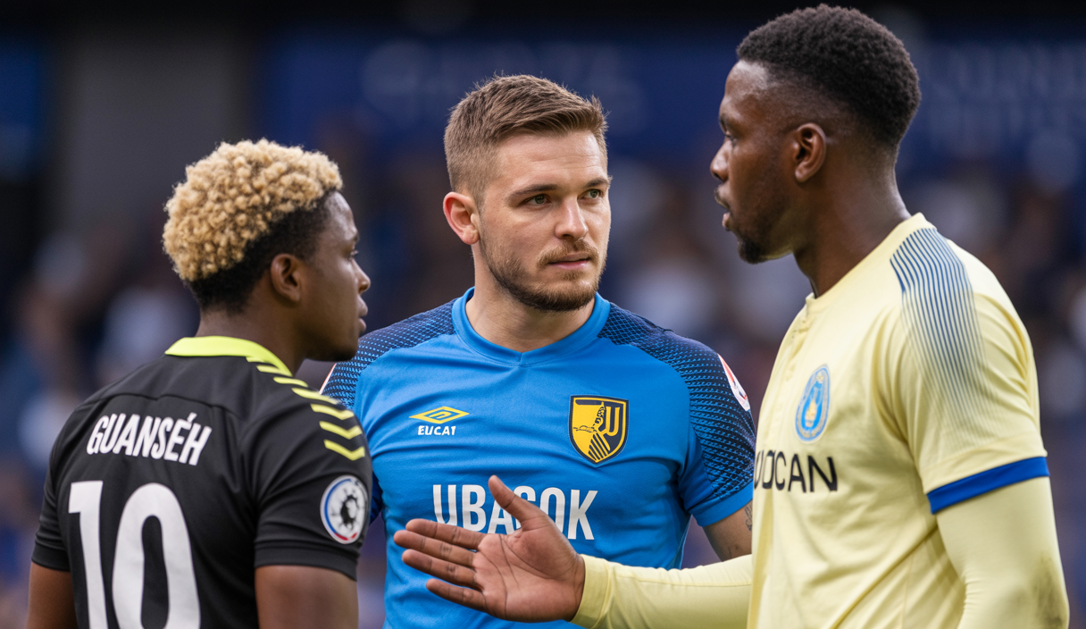 Trois joueurs de football, Illia Zabarnyi en défense centrale, Paul Onuachu en attaque, et Gideon Quansah au milieu, au centre des négociations du mercato estival 2025 dans un contexte européen compétitif dynamique