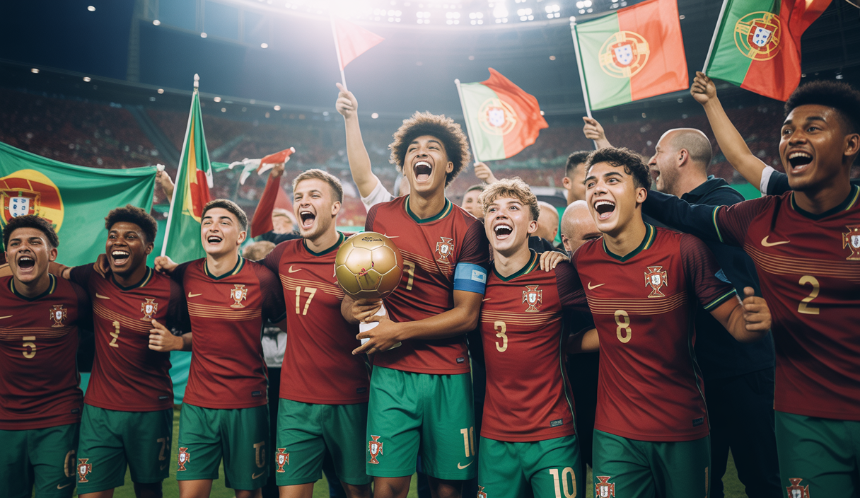 Célébration du Portugal remportant le Championnat d'Europe U17 2025