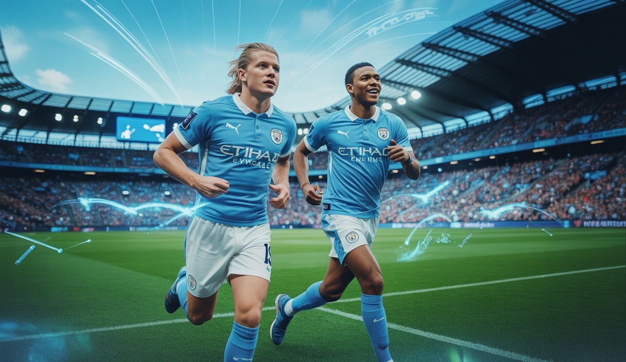 Deux joueurs de football en plein mouvement sur le terrain, représentant un recrutement stratégique.