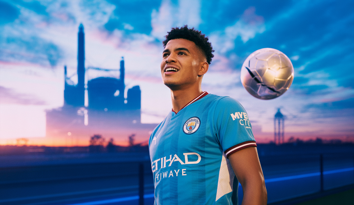 Illustration du transfert de Rayan Cherki à Manchester City