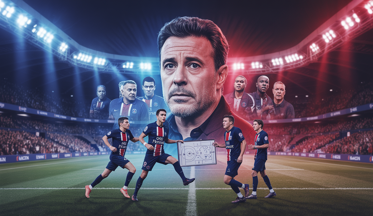 Représentation artistique de la transformation du Paris Saint-Germain en force dominante avec Luis Enrique