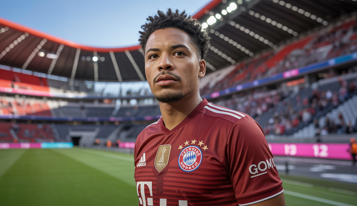 Luis Diaz en tenue de Bayern Munich souriant lors de sa présentation officielle après son transfert de Liverpool